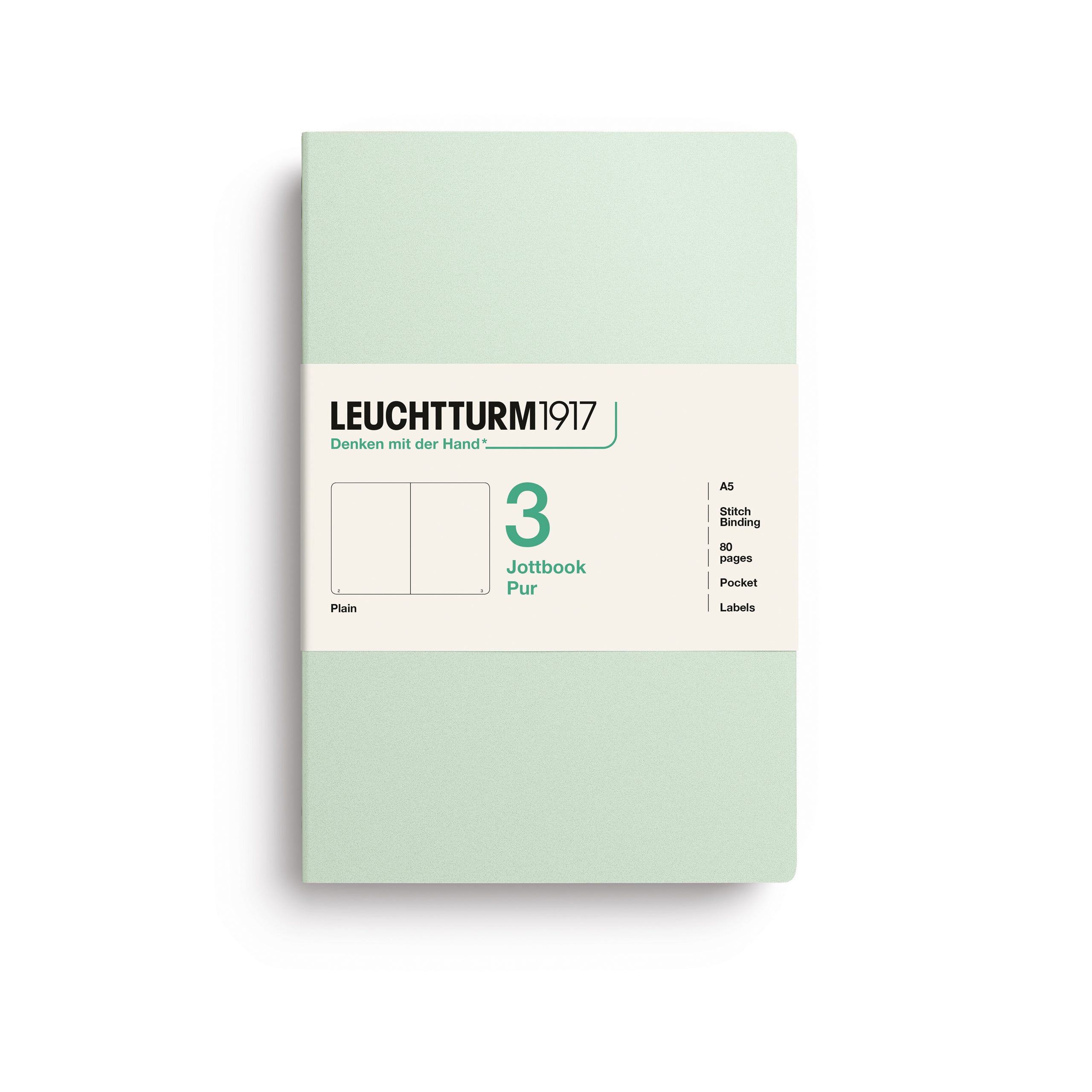 LEUCHTTURM1917 Jottbook Pur (A5) 3 í pakka auð - Mint Green