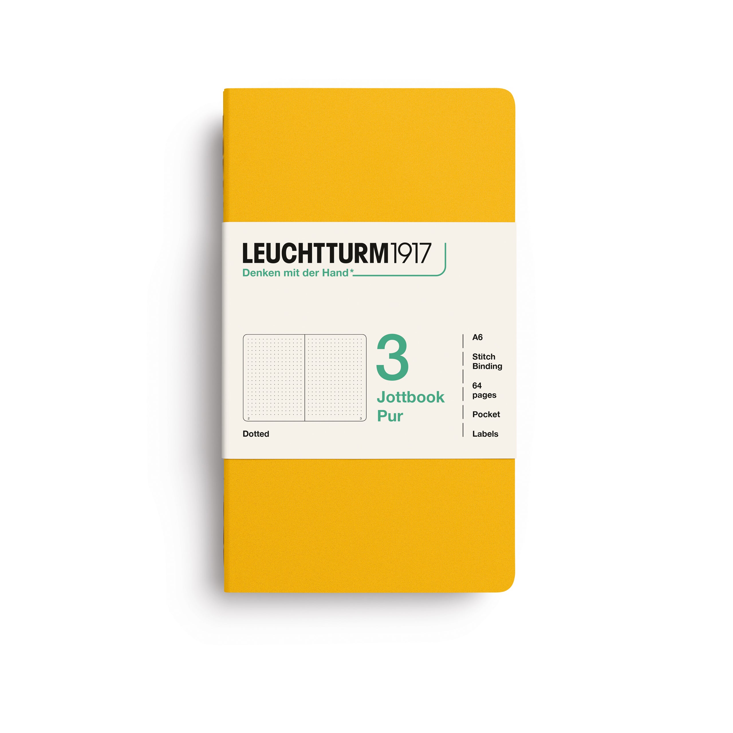 LEUCHTTURM1917 Jottbook Pur (A6) 3 í pakka doppustrikaðar - Sunflower