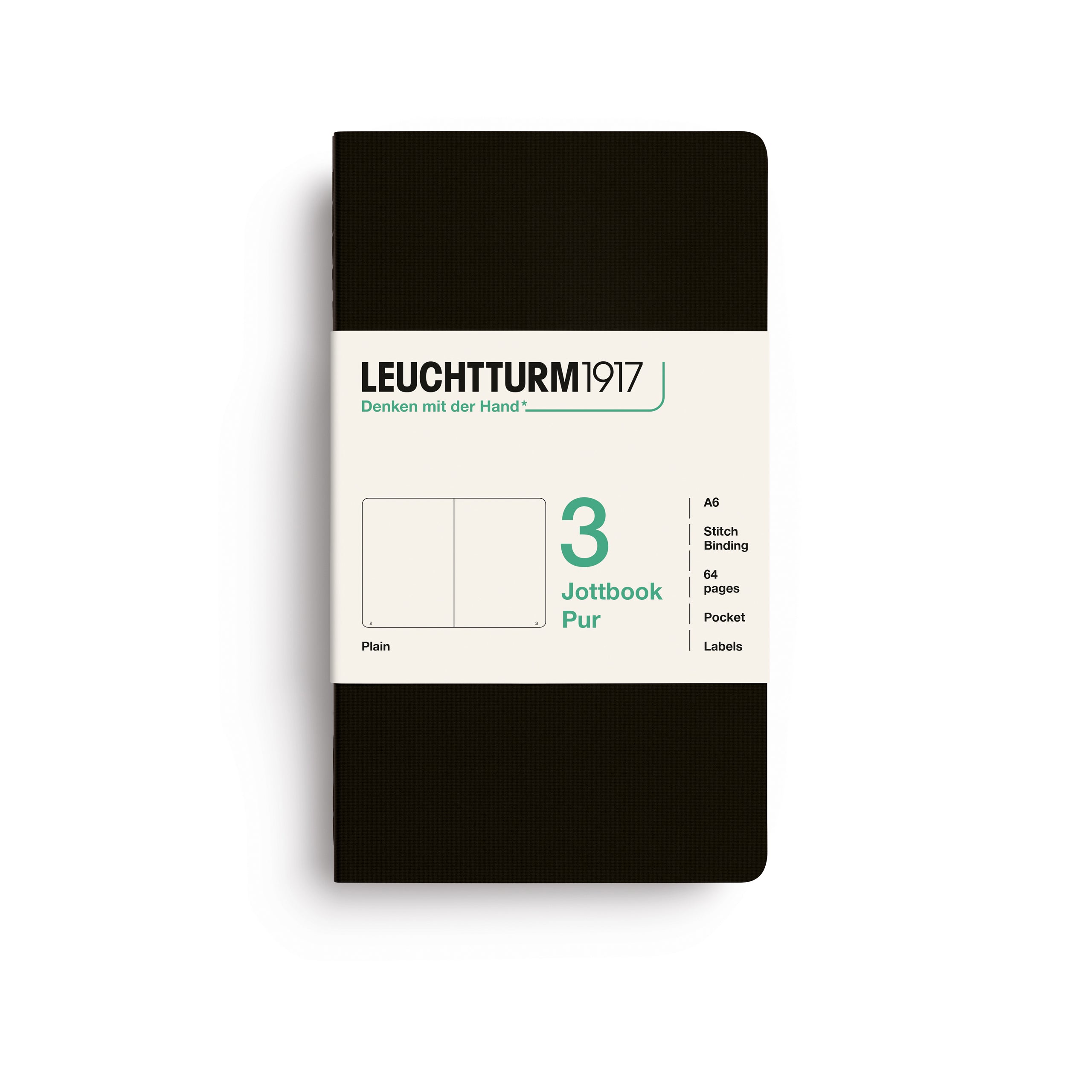 LEUCHTTURM1917 Jottbook Pur (A6) 3 í pakka auðar - Black