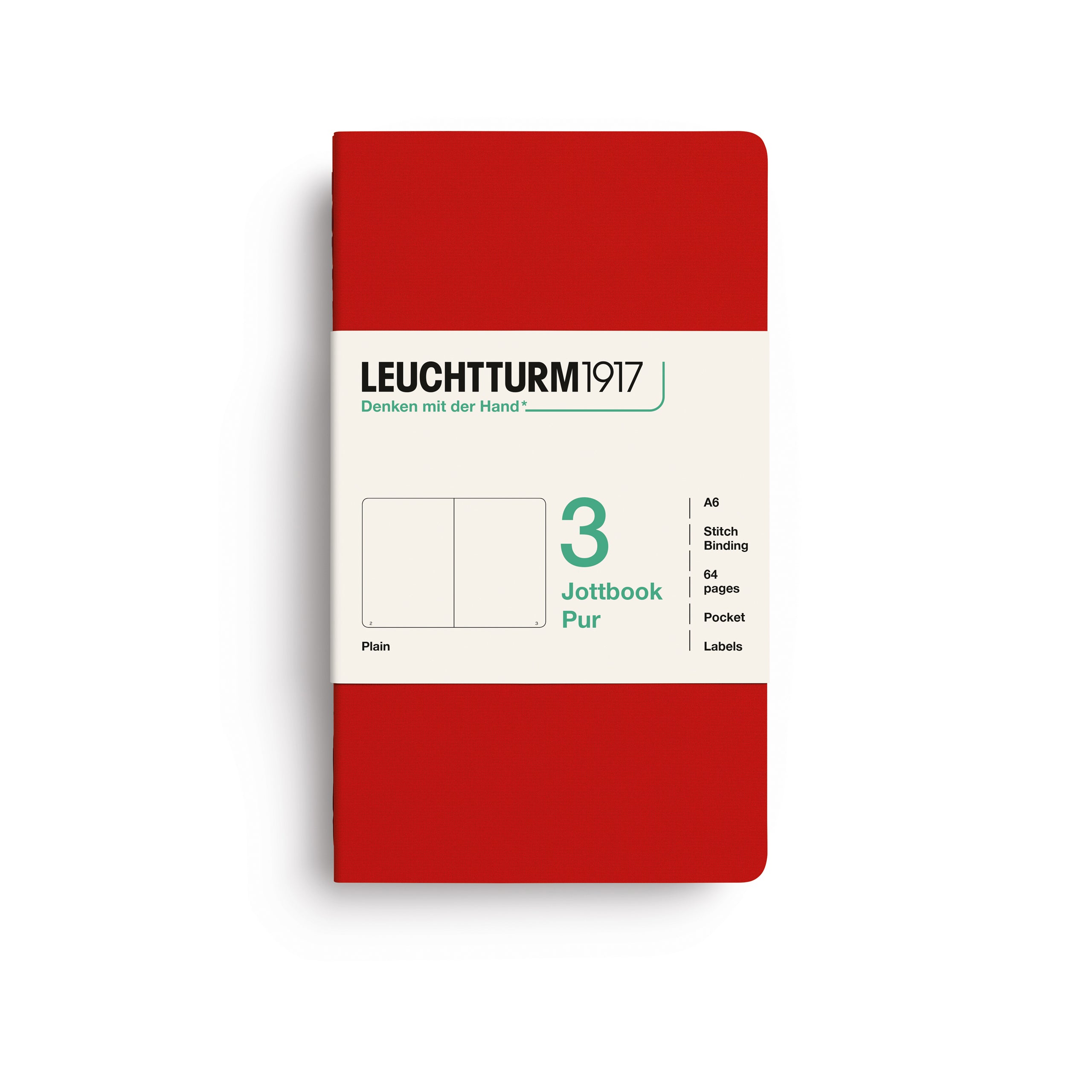 LEUCHTTURM1917 Jottbook Pur (A6) 3 í pakka auðar - Cherry
