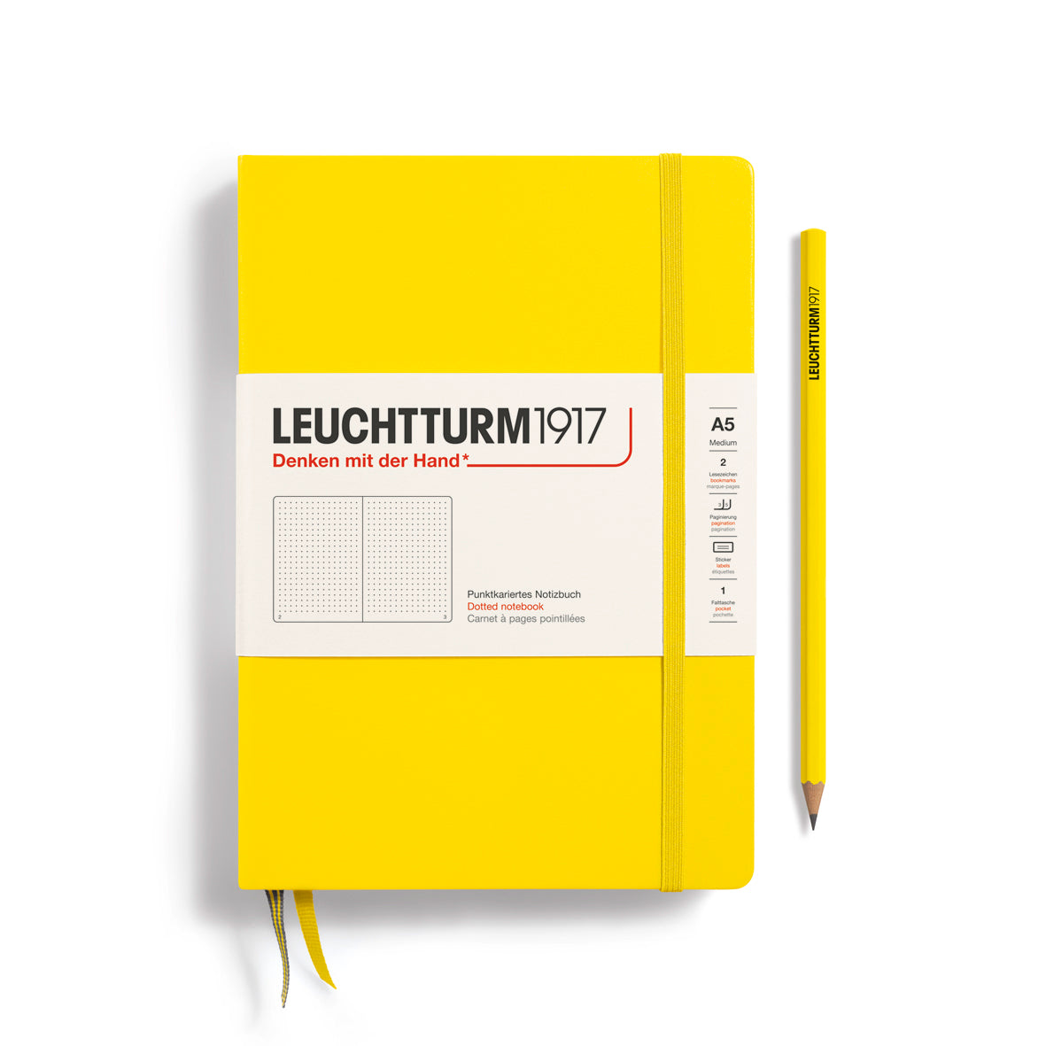 LEUCHTTURM1917 Notebook - A5 Hard Cover Lemon (dotted)