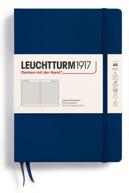 LEUCHTTURM1917 Notebook A5 Hard Cover - Navy (Lined)