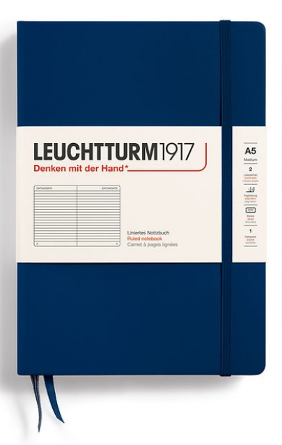 LEUCHTTURM1917 Notebook - A5 Hard Cover Navy Lined