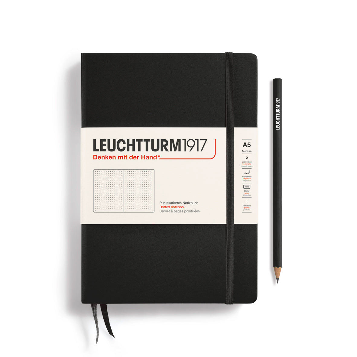 Leuchtturm1917 (A5) harðkápa með doppum - Black