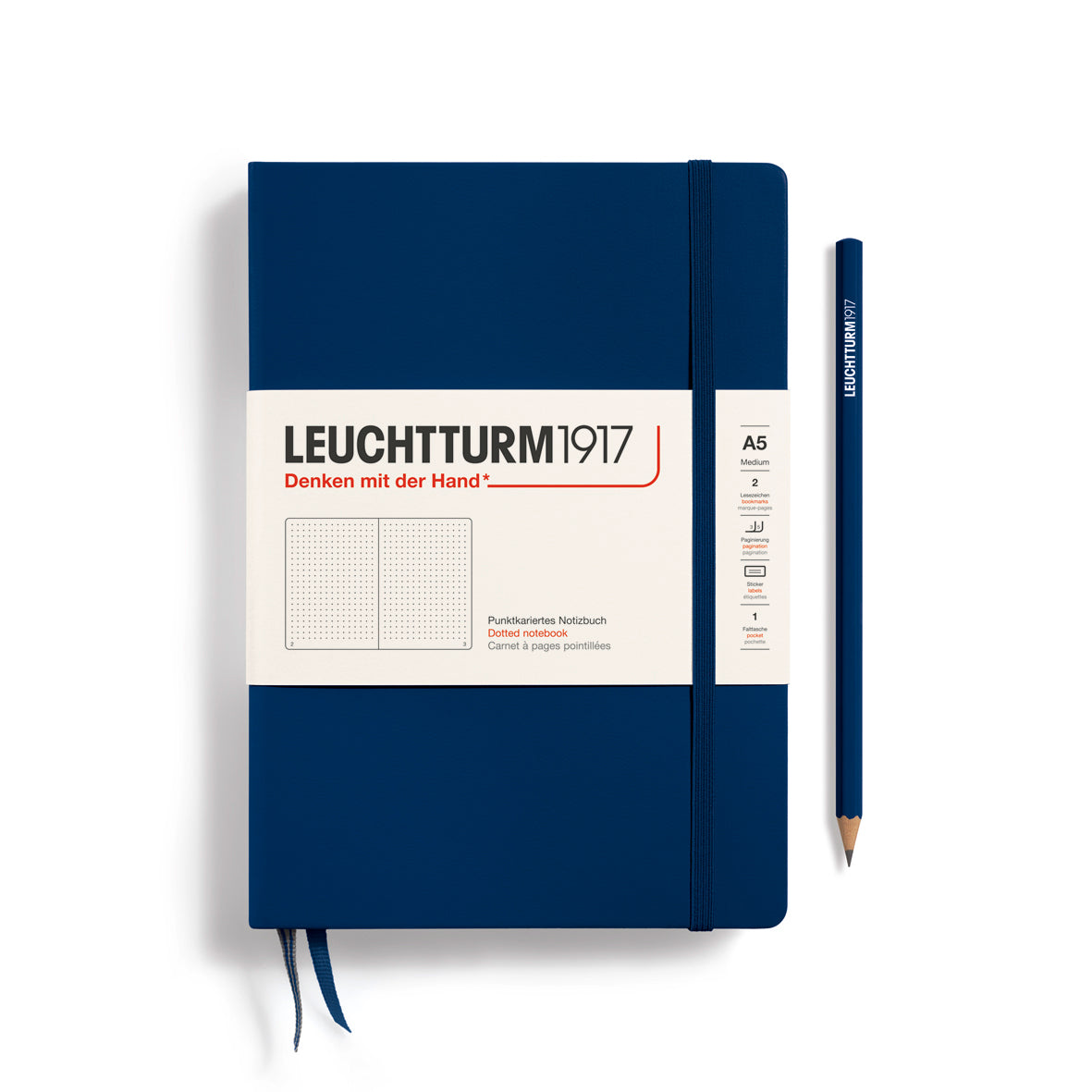 Leuchtturm1917 (A5) harðkápa með doppum - Navy