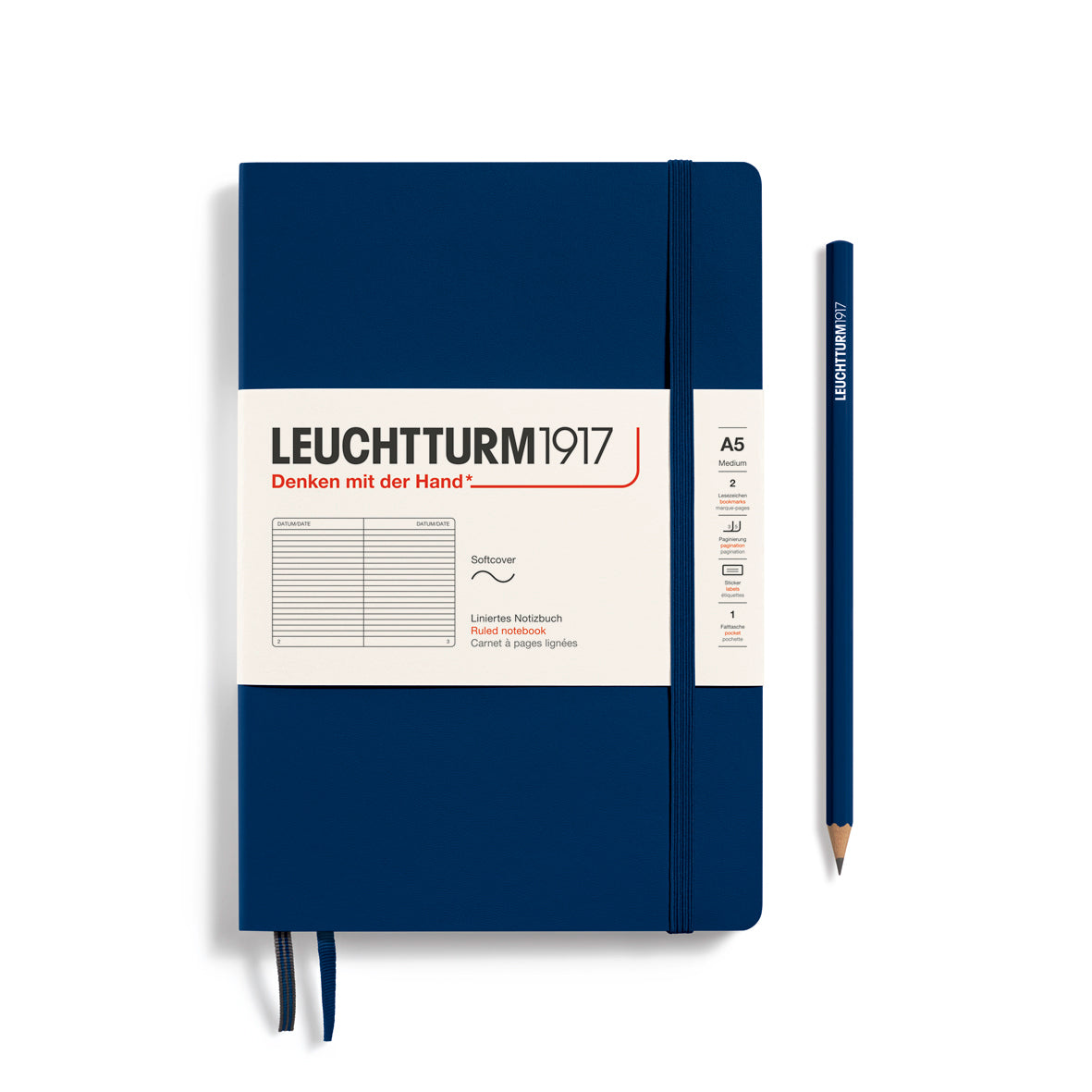 LEUCHTTURM1917 linspjalda glósubók (A5) Navy (línustrikuð)