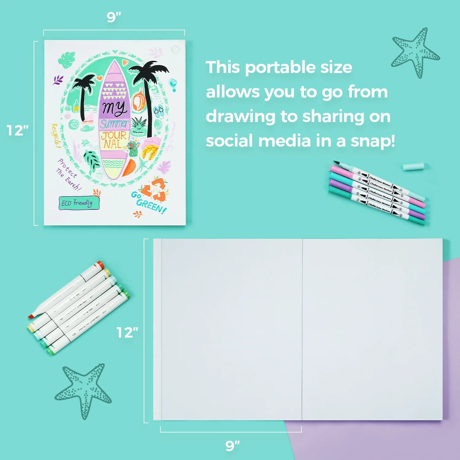 Ohuhu skissublokk fyrir tússpenna (150gsm) 229 x 300mm