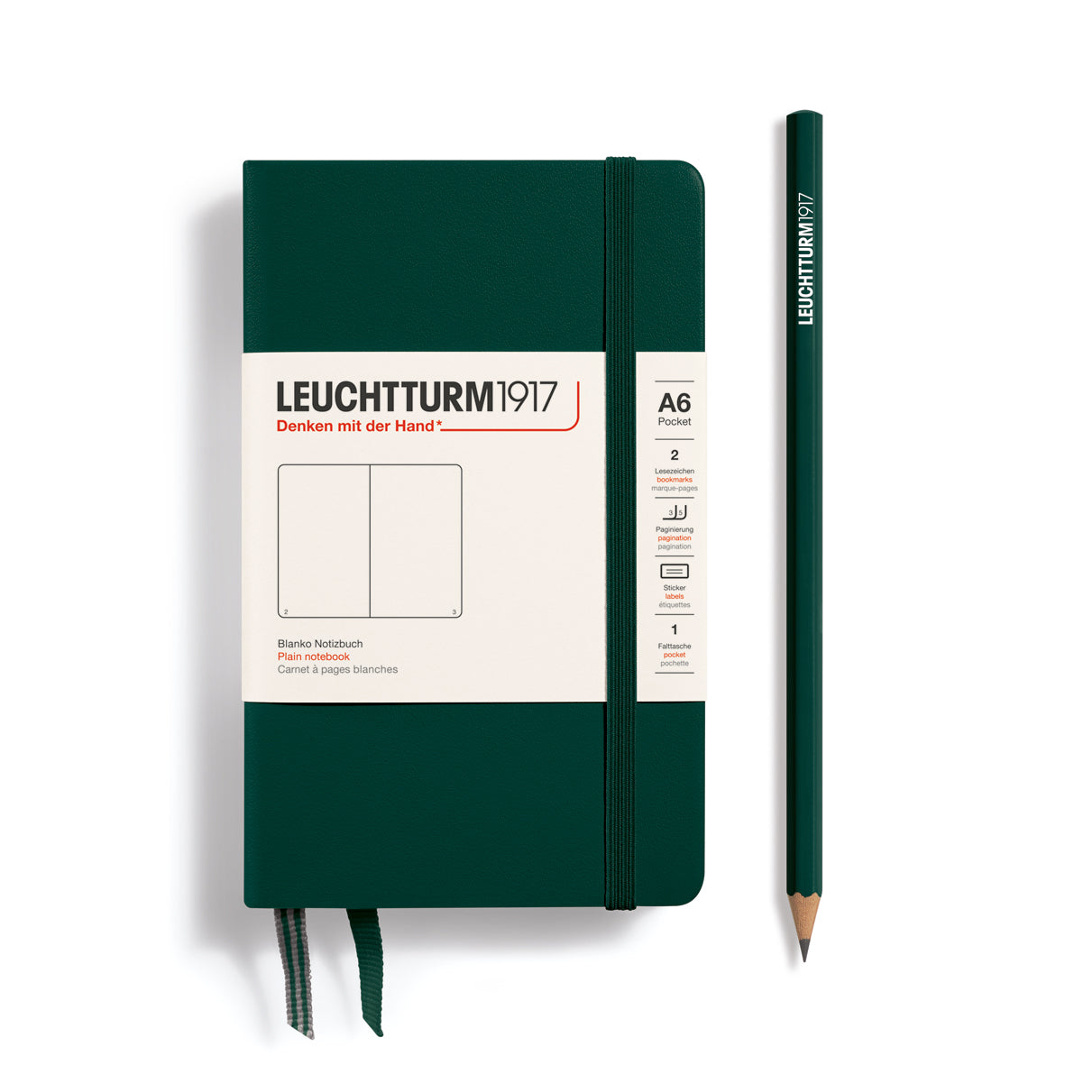 LEUCHTTURM1917 Notebook - A6 Hard Cover Forest Green (Blank)
