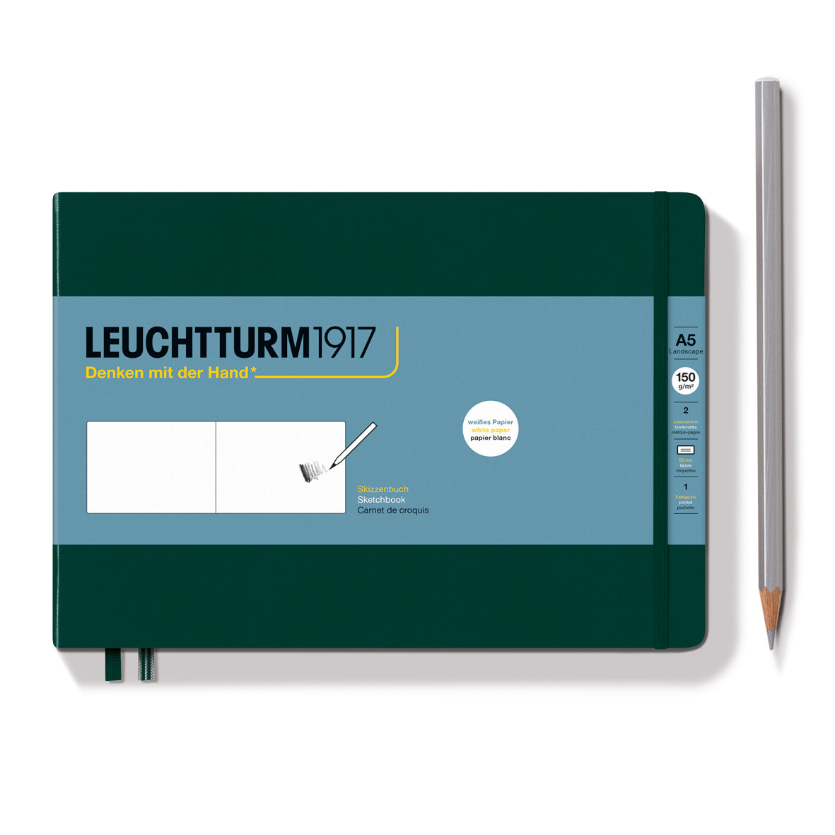 LEUCHTTURM1917 - Skissubók A5 Landscape (210 x 145mm) - Forest Green