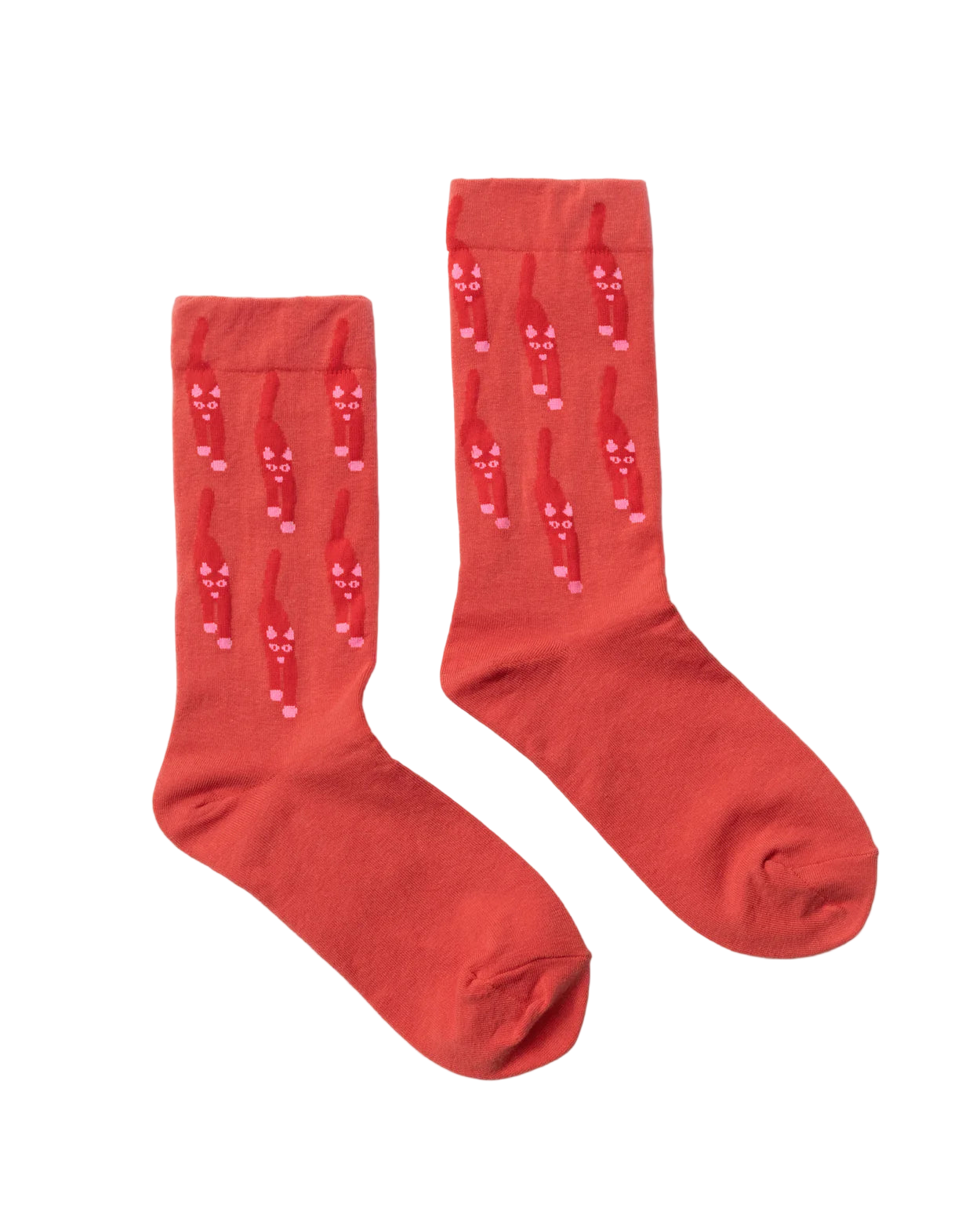 Warmgrey Tail sokkar - cat coming red