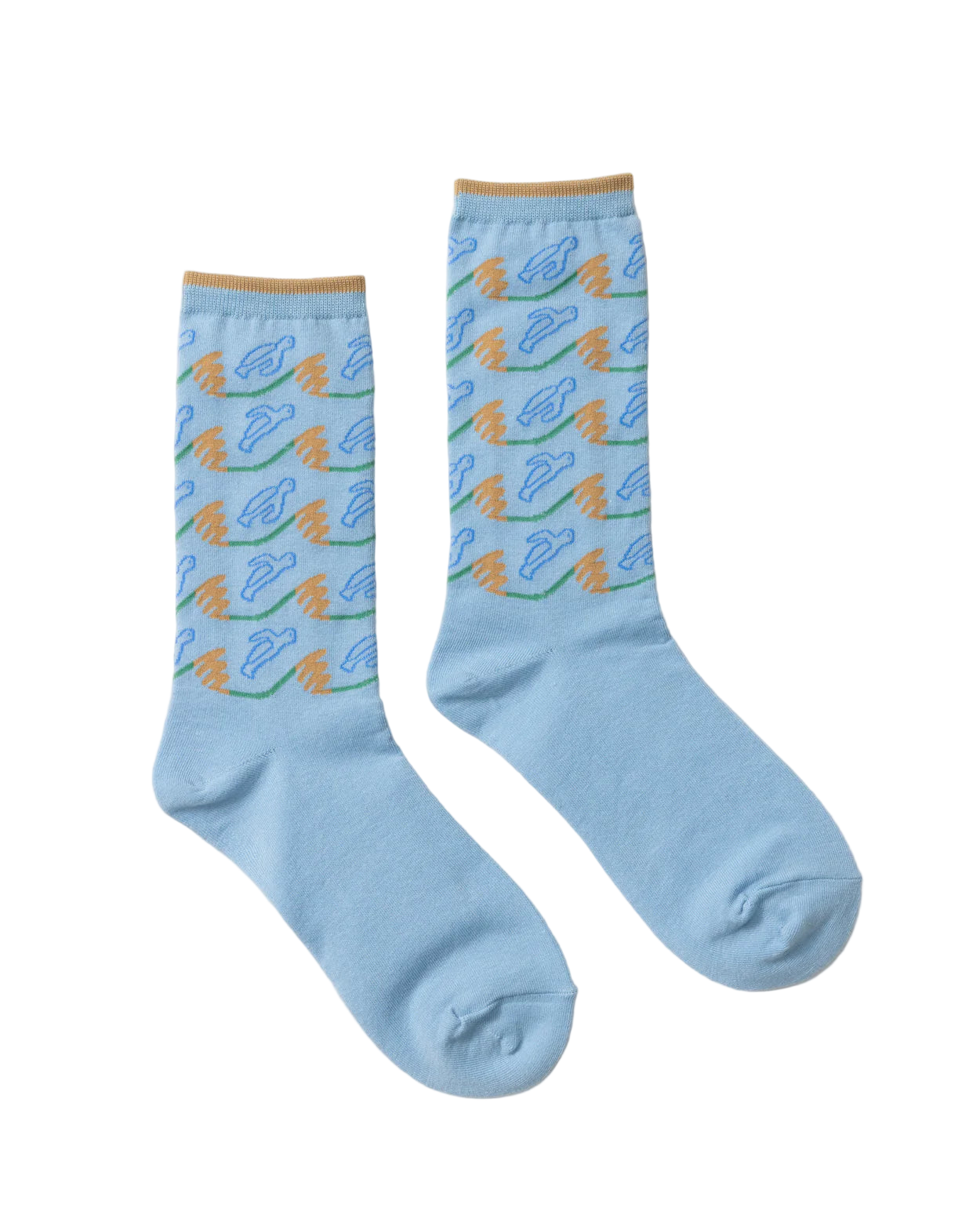 Warmgrey Tail sokkar - flying turtles blue