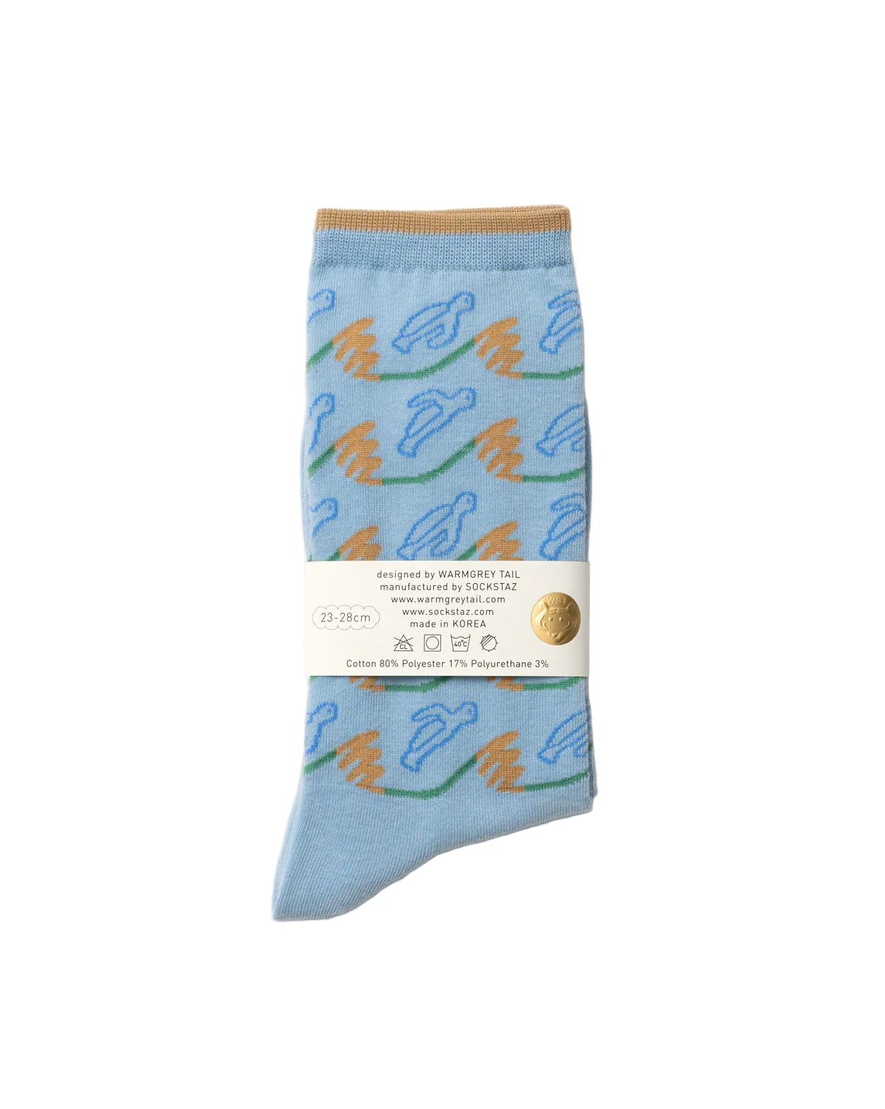 Warmgrey Tail sokkar - flying turtles blue