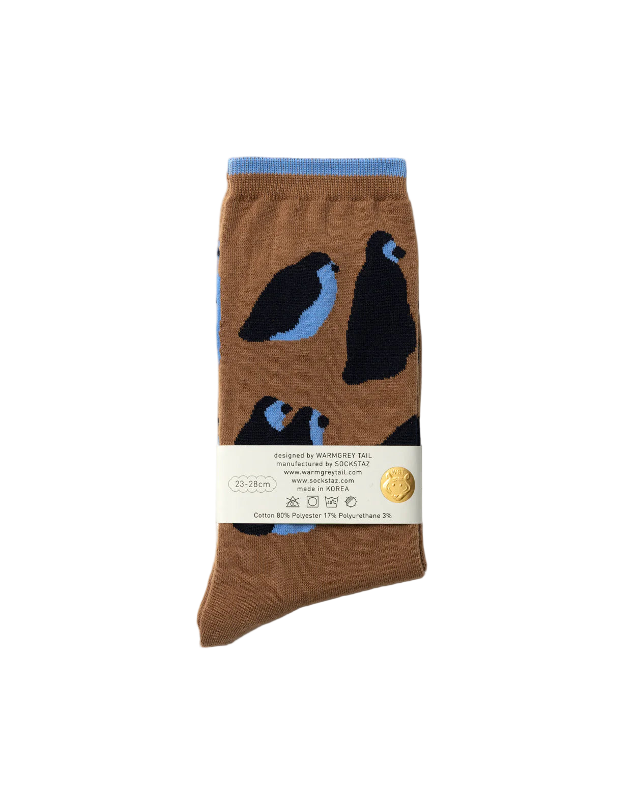 Warmgrey Tail sokkar - penguins brown