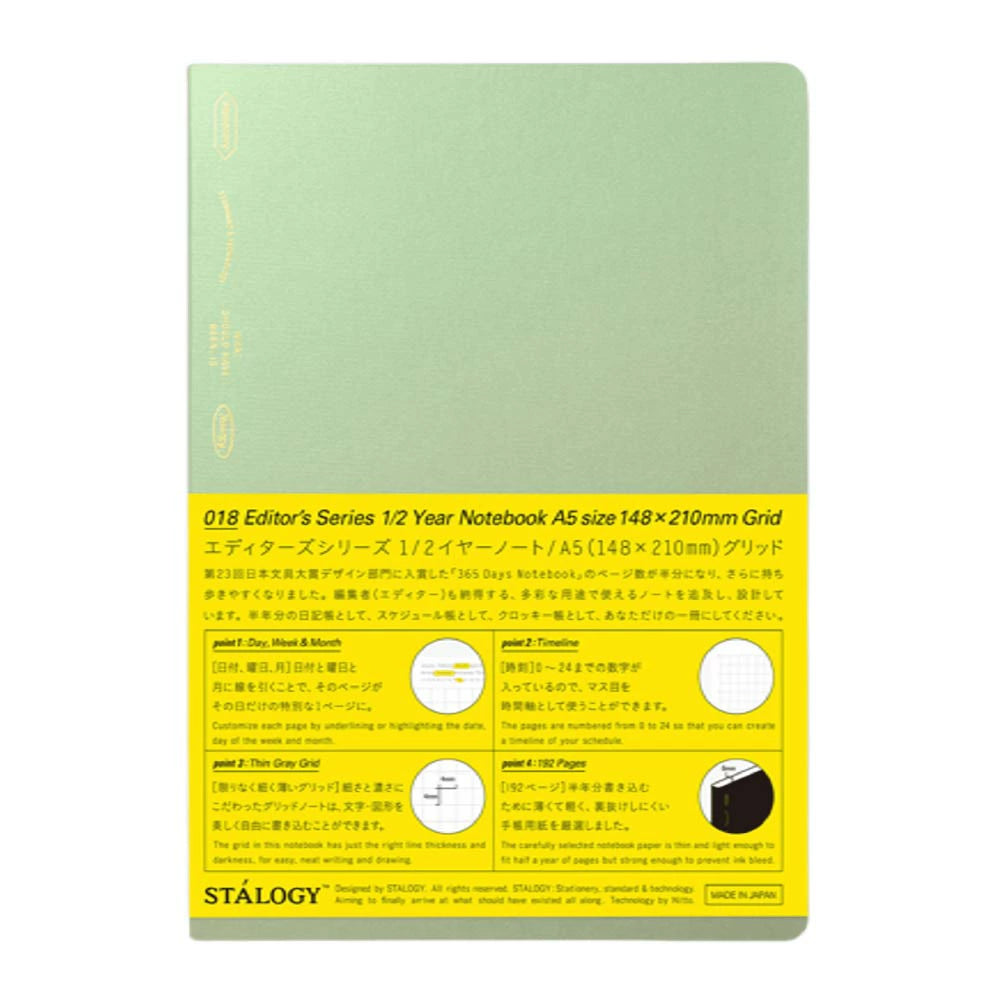 STÁLOGY 1/2 Year Notebook Grid [A5] Aurora Green