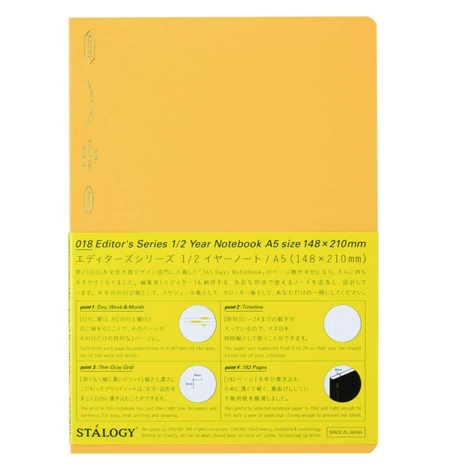 STÁLOGY 1/2 Year Notebook Gridded Yellow [A5]