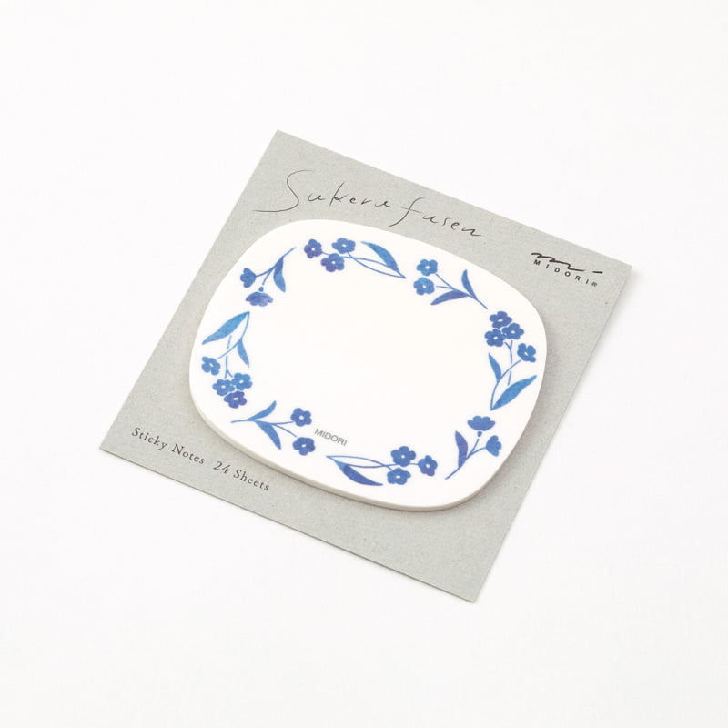 Midori - Sticky Notes Transparency Blue Flowers