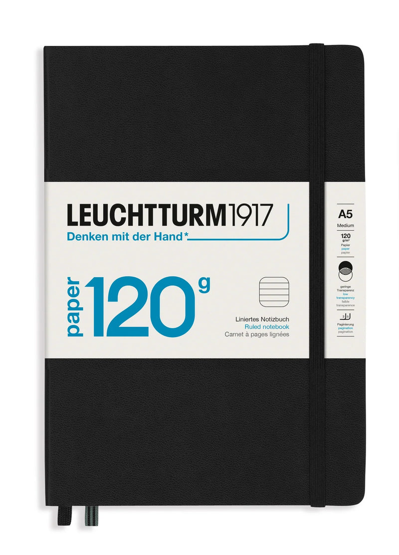 LEUCHTTURM1917 Notebook 120G - A5 Hard Cover Black Lined