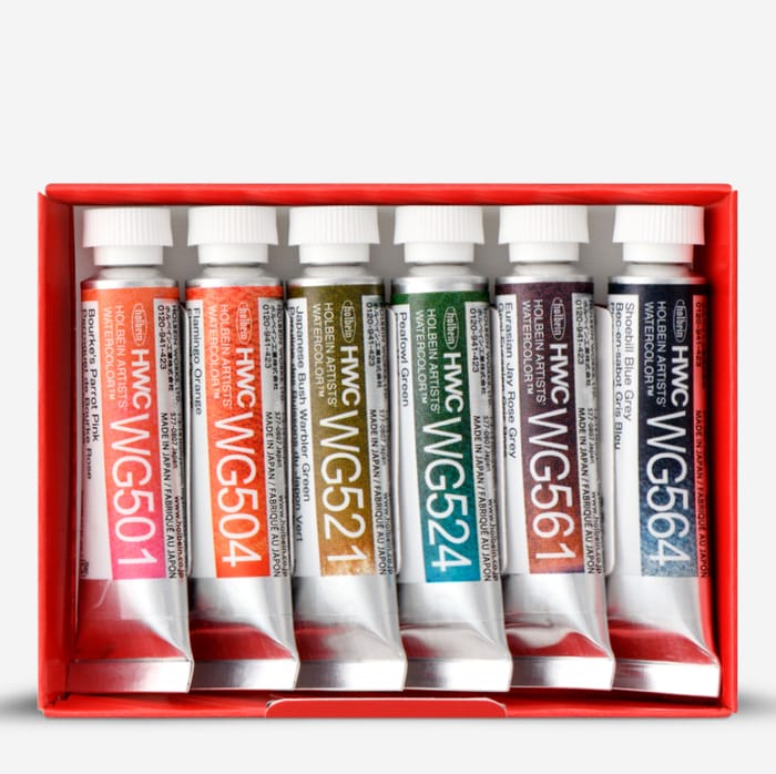 Holbein Artist vatnslitir 6 litir af 5ml túbum - Granulating Bird Set