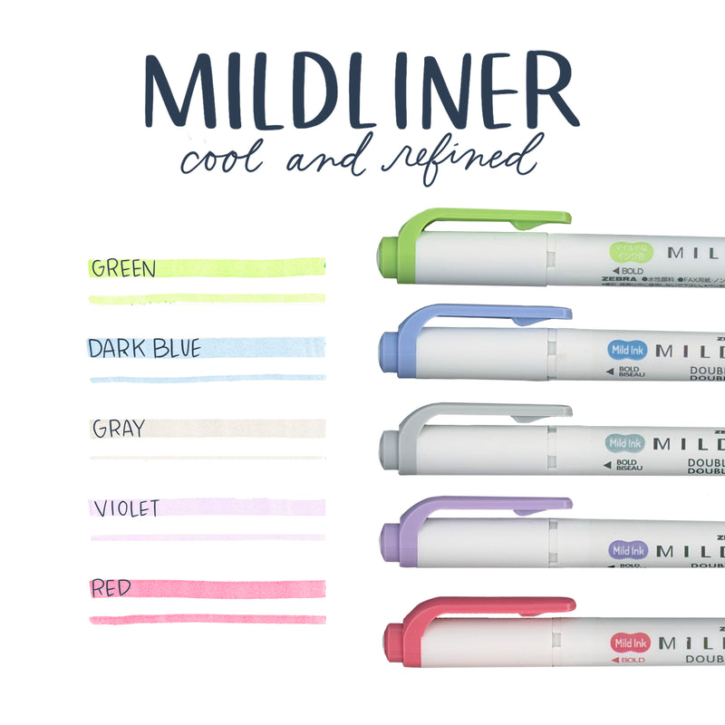 MILDLINER Highlighter - Cool & Refined sett með 5 litum