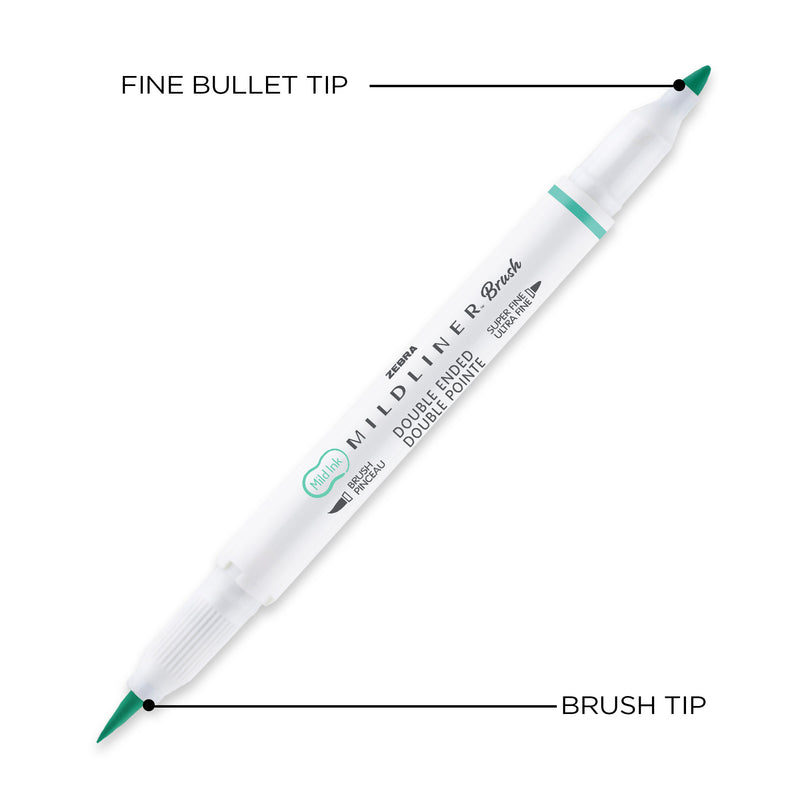 MILDLINER Brush Pen & Marker - Fluorescent sett með 5 litum