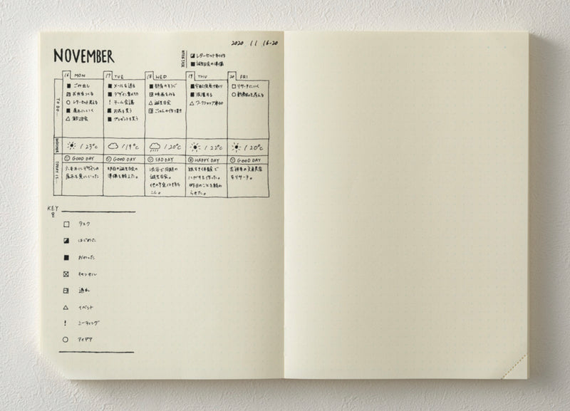 MD Notebook Journal A5 - Codex 1 Day 1 Page - Dot Grid