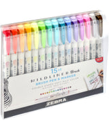 MILDLINER Brush Pen & Marker - sett með 15 litum