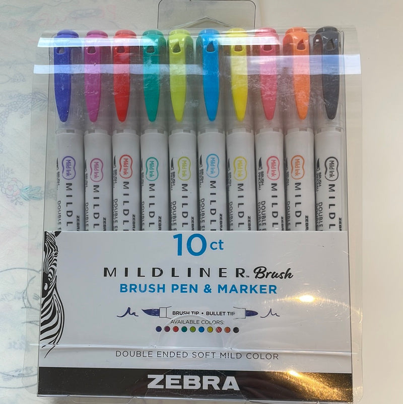 MILDLINER Brush Pen & Marker - sett með 10 litum