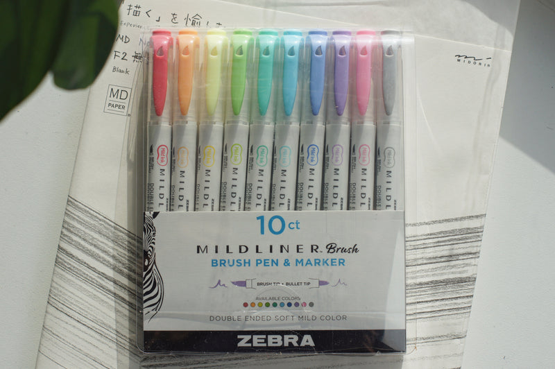 MILDLINER Brush Pen & Marker - sett með 10 litum